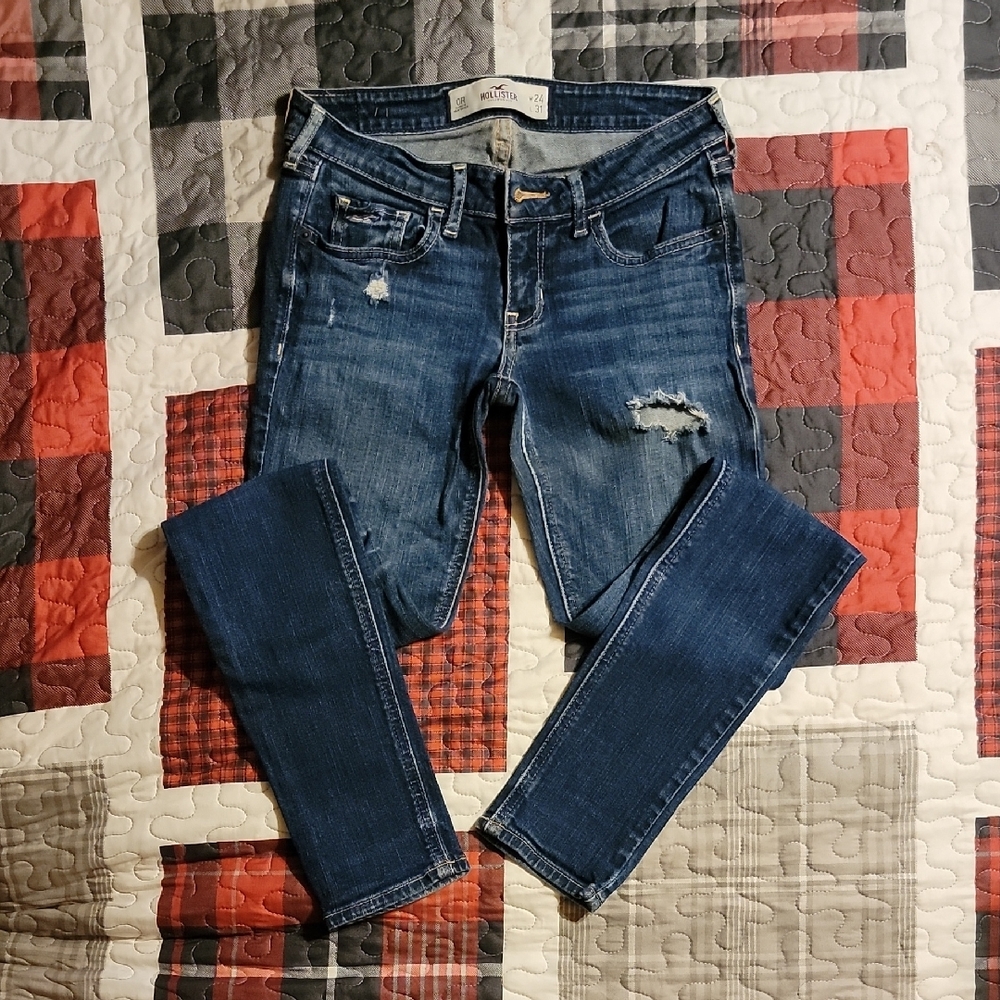 Hollister Blue Skinny Jeans Distressed